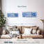 Ensemble de 3 carreaux de céramique baroque bleu sur toile-946144172