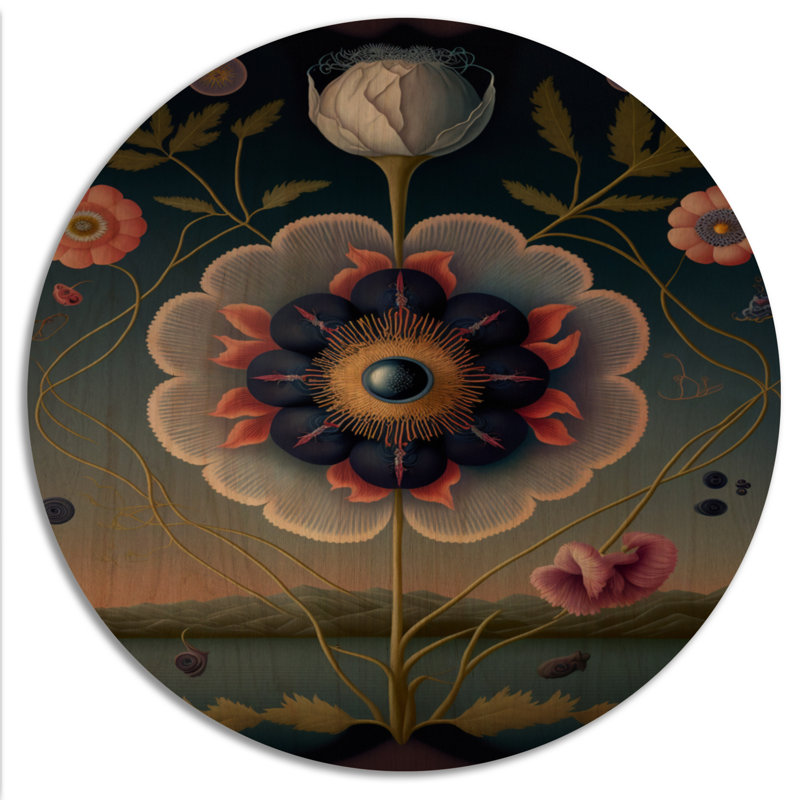 «Blossoming Geometric Flower Art II», art mural floral en bois - bois de pin naturel, H 29 po x l 29 po x P 1 po