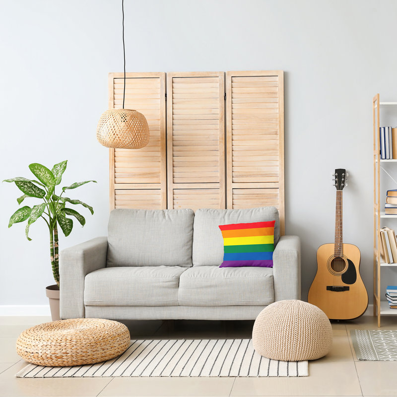 Coussin décoratif avec drapeau, H 26 po x l 26 po, Arc-en-ciel