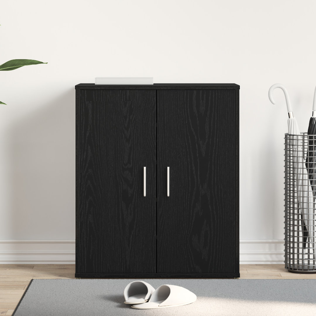 Shoe Cabinet Black Oak Wood 60 X 35 X 70 Cm Shoe Storage