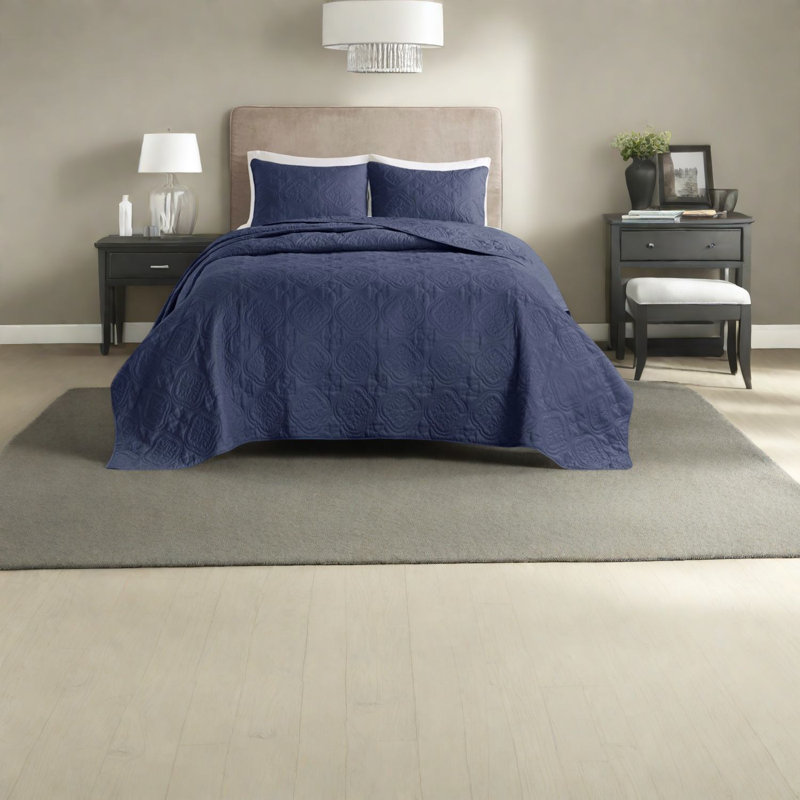 Ensembles de literie de qualité supérieure bleu marine, polyester confortable, style transitionnel pour la maison