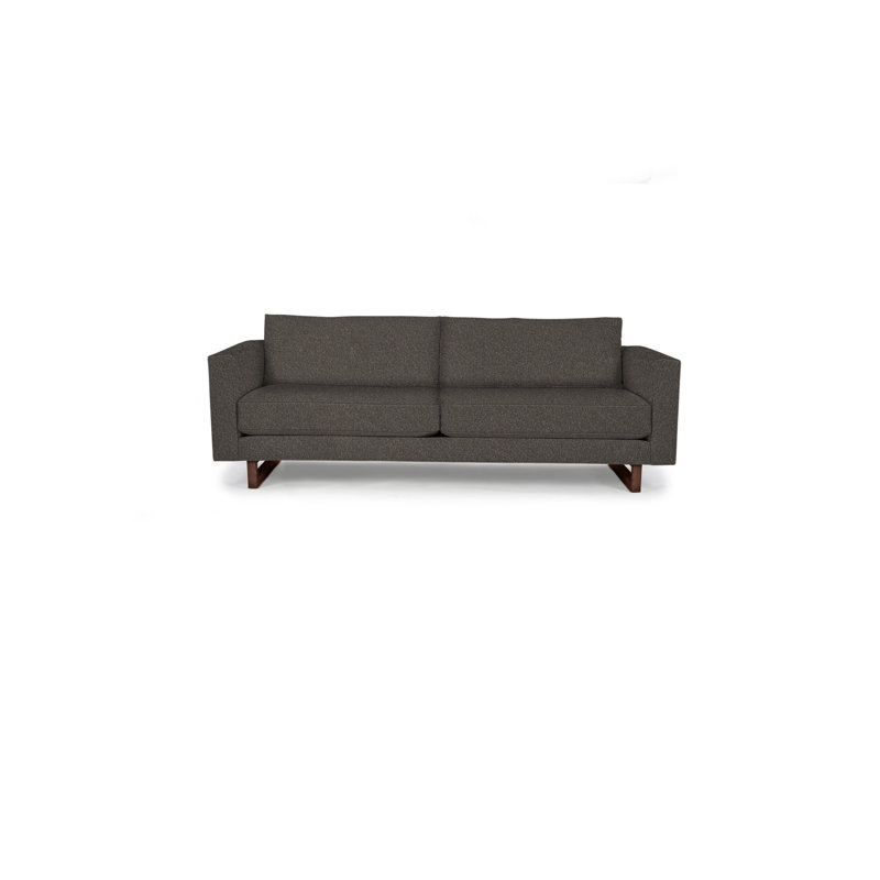 Canapé à accoudoirs carrés de 90 po avec coussins réversibles Avalon, Polyester poivre, Wengé