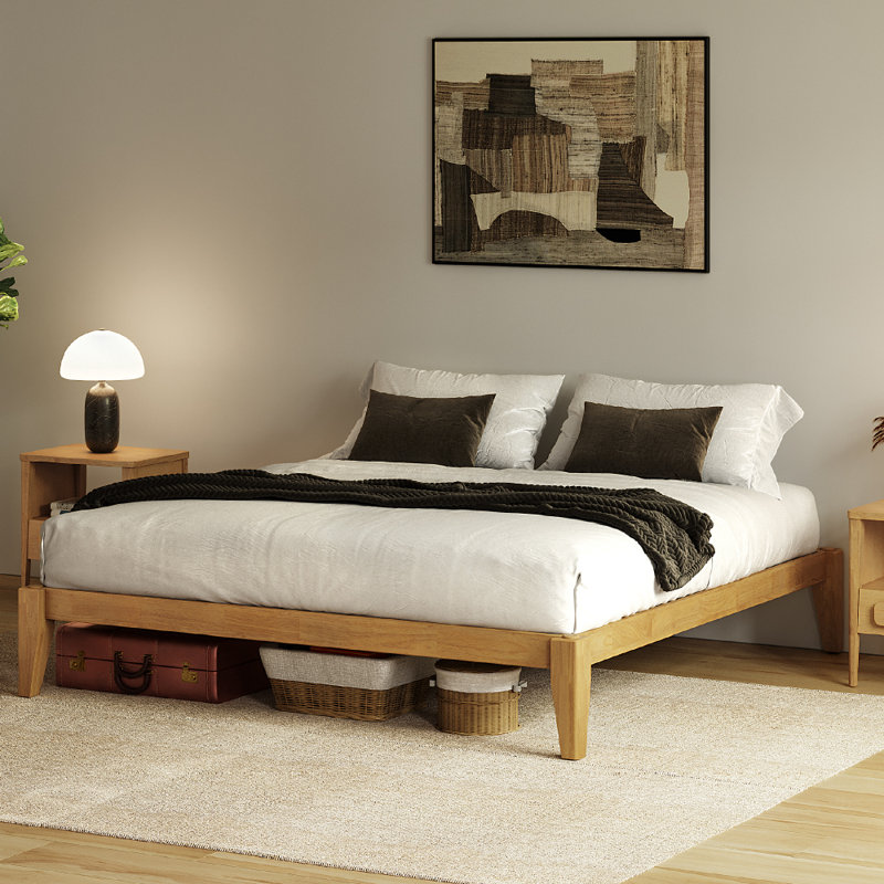 Carruthers Japanese Joinery Bed Frame, Premium Solid Wood Platform Bed Frame with Wood Slat Support, No Box Spring Needed, Easy Assembly, Minimalist & Modern Style