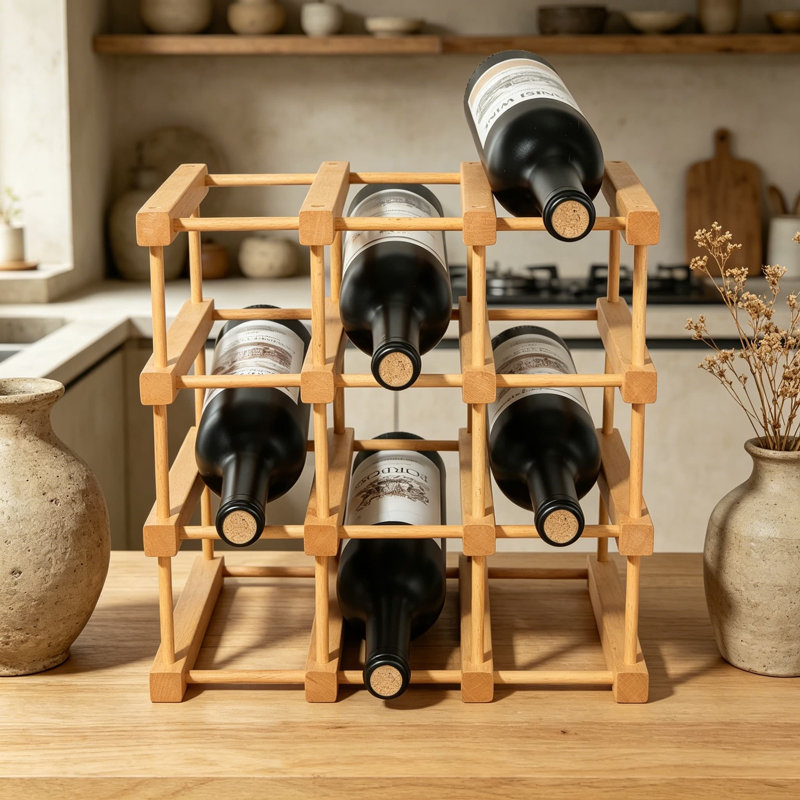 Support à vin empilable en bois pour 12 bouteilles