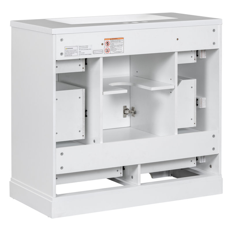 Meuble-lavabo simple 36 po avec plateau en céramique Tavaries, Blanc