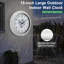 Horloge murale d'extérieur 15 "imperméable avec veilleuse