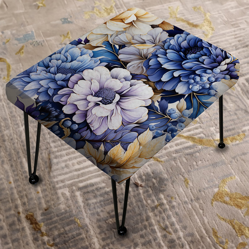 Watercolor Damask Wheel - Floral Rectangle Ottoman