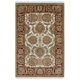Trinity Hand-Knotted High-Quality Ivory and Red Area Rug