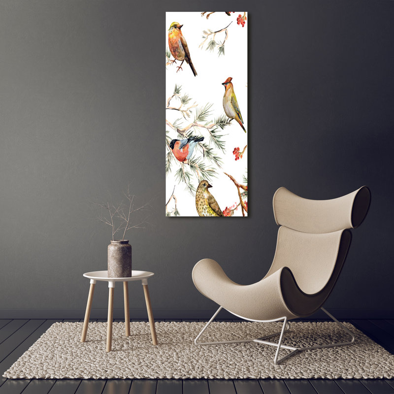 Birds And Conifers - Wrapped Canvas Print