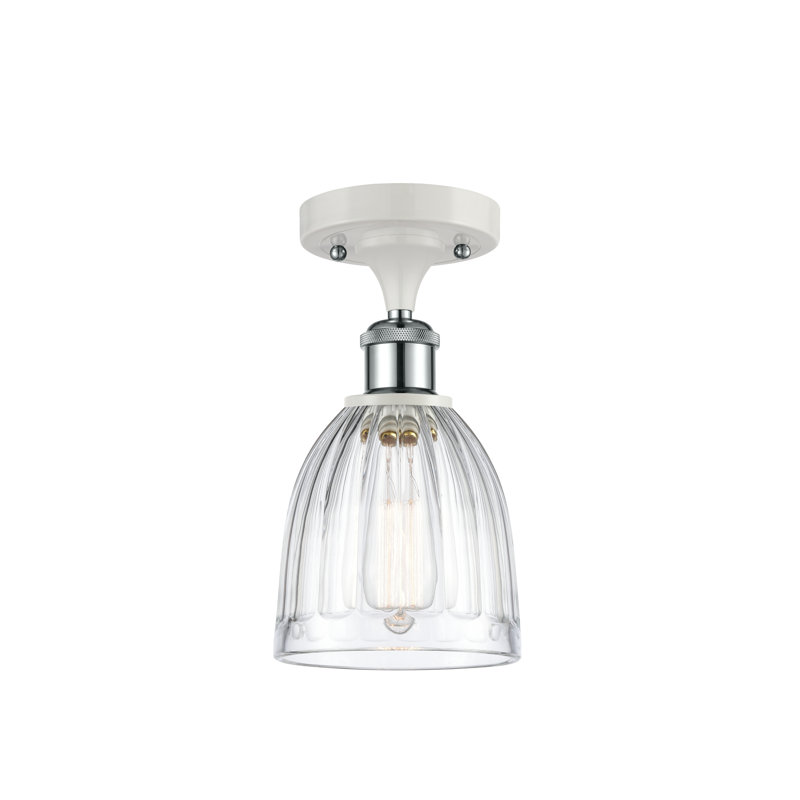 Plafonnier semi-encastré 1 lumière 5,75 po Dunder, Ampoule DEL 6 watts Vinage, Blanc / chrome poli, Transparent