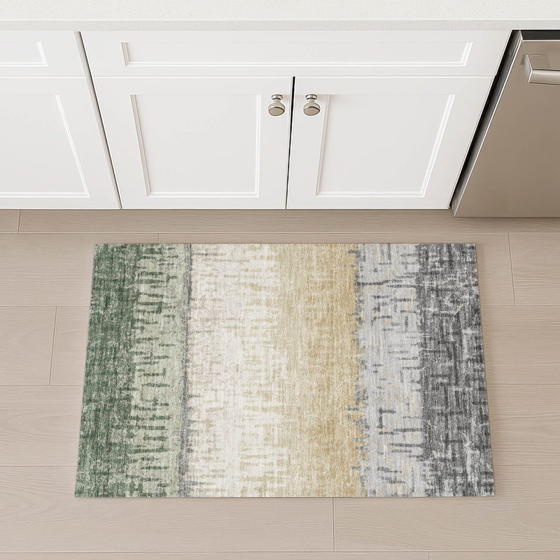 Machine Washable Indoor/Outdoor Chantille ACN2752 Striped Rug, Basil, 2'6" x 3'10"