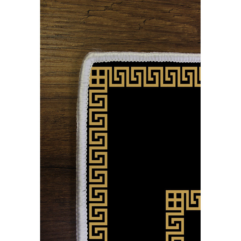 Eco-Friendly Hall Carpet, 100% Polyester, 31.5 x 59.1 inches | Antibacterial, Non-Slip PVC Dot Underside, 650 g/m², 0.16 in Pile Height | Machine Washable, Durable & Stylish Black Design for Home Decor
