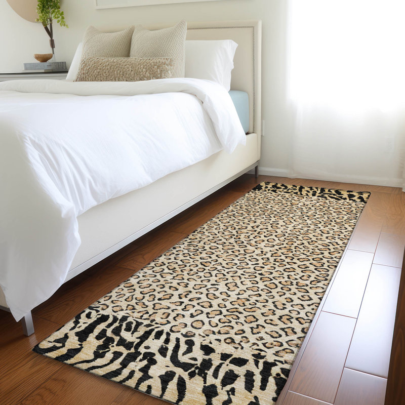 Machine Washable Indoor/Outdoor Claudian ACN1230 Gold Rug, Runner 2'3" x 7'6"