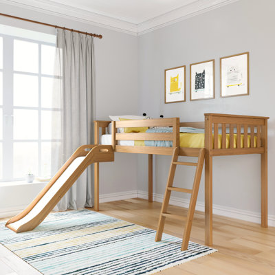 Lit mezzanine simple en bois massif Kincer