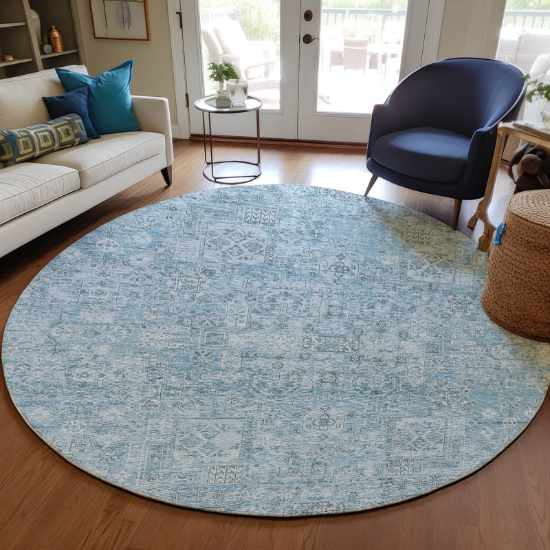 Tapis intérieur / extérieur Everlee avec envers antidérapant, Rond 8 pi