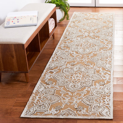 Tapis floral en laine et en coton tissé à la main Lafever 