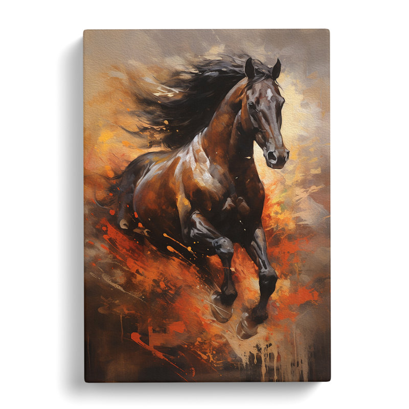 Horse Action Painting - Wrapped Canvas, 76cm H x 50cm W x 3cm D