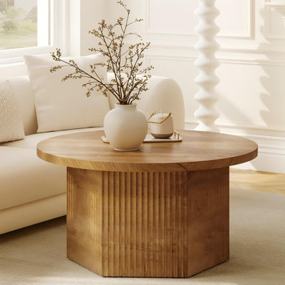 31.5" Lift Top Round Coffee Table with Drum Base