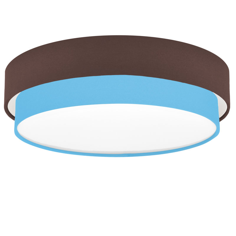 Avory Fabric Flush Mount, Brown / Turquoise