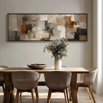 Impression sur toile encadrée abstraite extra large beige et gris
