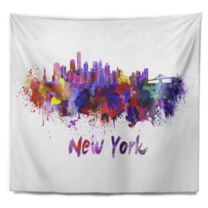 New york skyline tapisserie Cityscape, H 32 po x l 39 po