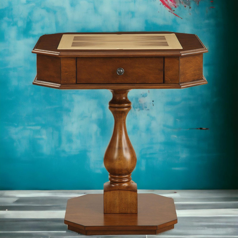 Reversible Chess Checker Game Table w/Game Tray (Chess Fingures Not Included), Cherry