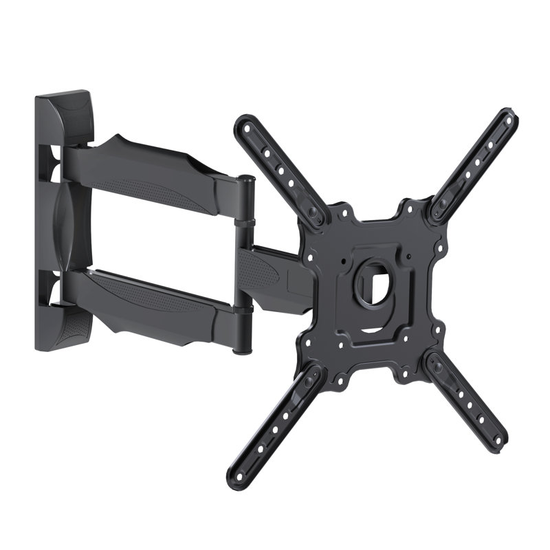 Support mural pour téléviseur ELG à mouvement complet, ultraplat (5,5 cm), extension de 50 cm, pivotant et inclinable, compatible avec les écrans de 66 à 165 cm (jusqu'à 38 kg), VESA 100 x 100 à 400 x 400 mm, préassemblé, acier, noir