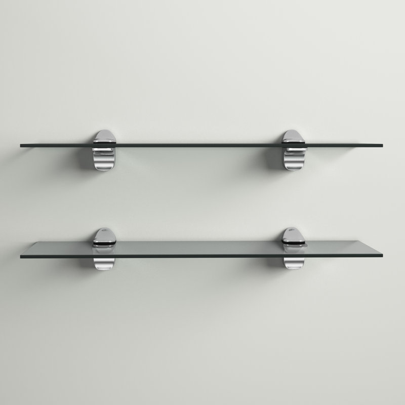 Haag 2 Piece Glass Floating Shelf, Clear