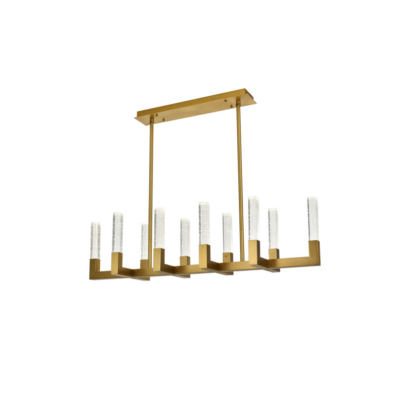 Luminaire suspendu réglable Hakken, Or satiné, H 50,5 po x l 42 po x P 12 po, 8 Lights