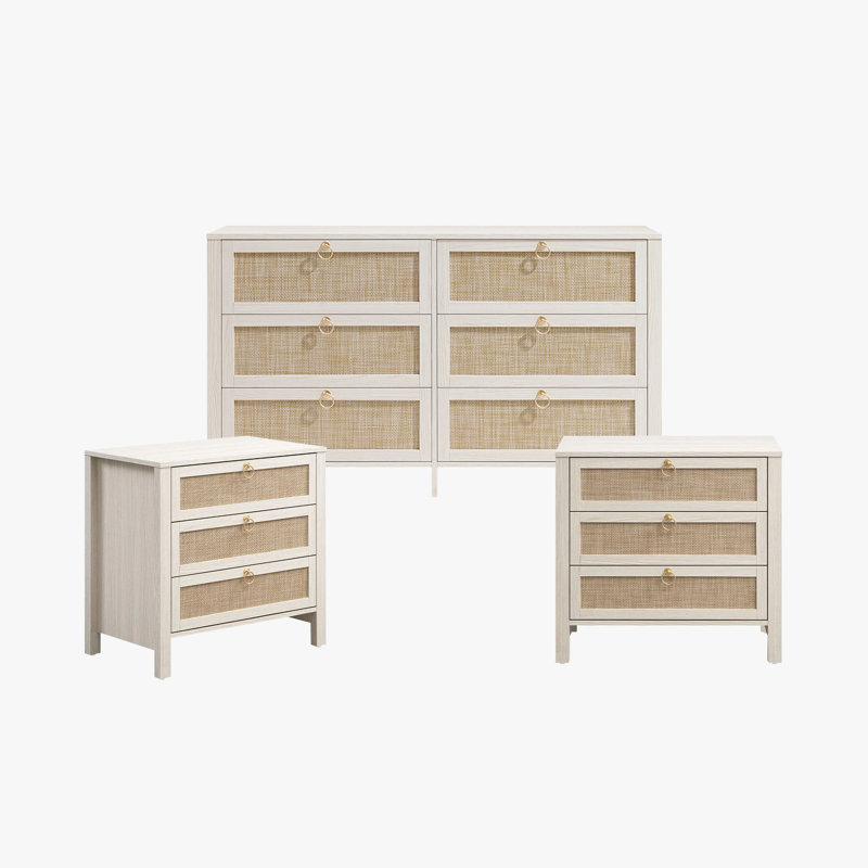 cream dresser and nightstand set Provincial Style West Michigan Company Nightstands HB 58 inchH / FB 12 inchH Dresser 3 Piece Bedroom Set -