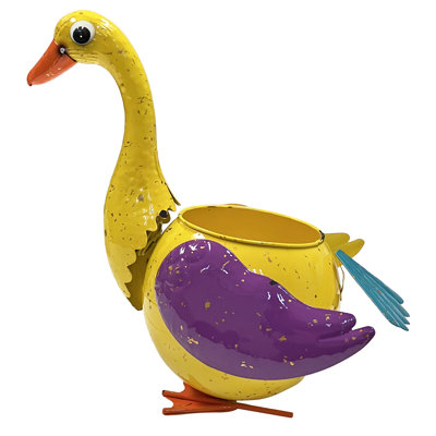 Darelyn Metal Yellow Duck Planter Pot