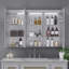 Armoire à pharmacie à DEL avec miroir, armoire de salle de bain avec miroir 48 * 32 pouces avec lumières, encastrée ou murale, 3 couleurs Temperaturesanti-Fog