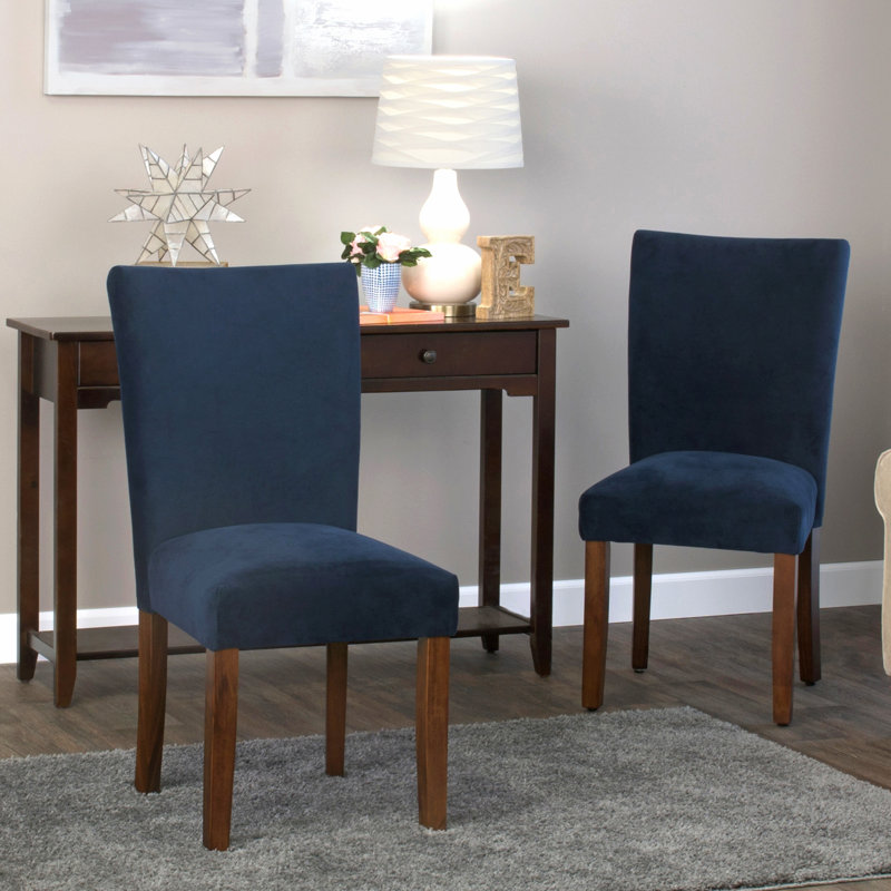 Feldman Velvet Upholstered Parsons Chair, Bella Ink Performance Velvet