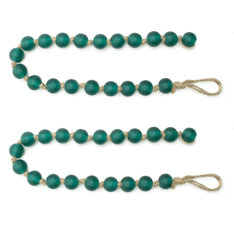 Guirlande de perles de verre givré (ensemble de 2), L 2 pi, Vert / Beige