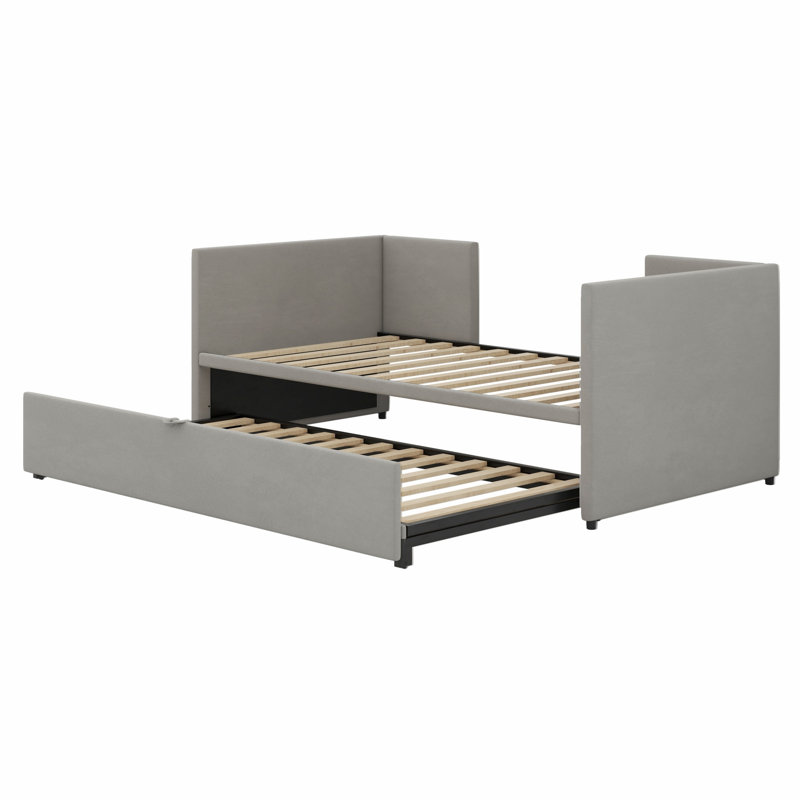 Shamina Upholstered daybed with Pop Up Trundle, Grey