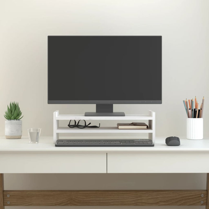Kevirent Wood Monitor Stand, White