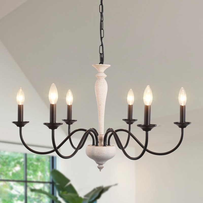 Tinoco 6 - Light Dimmable Classic / Traditional Chandelier, Black/White