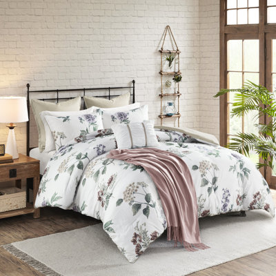 King/ King 7 Piece Seersucker Comforter With Throw Blanket Taupe/Blush. Contains Comforter, 2 Shams, Euro 1 Pillow, 50X60inch Throw. Filling. Floral Cottage/ Bedroom Design Bedding . Machine