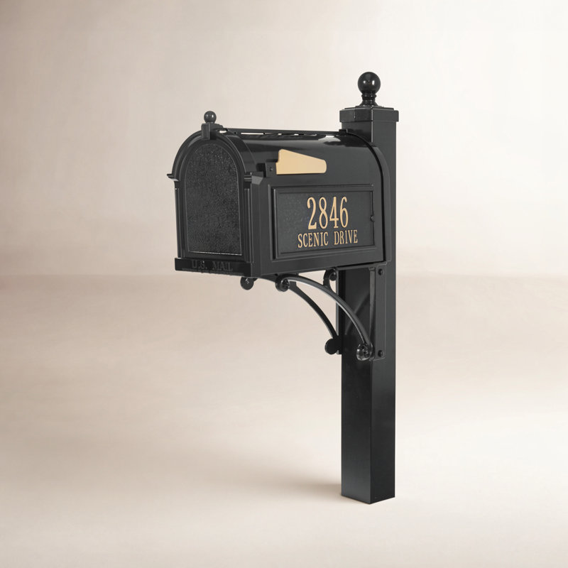 Deluxe Package Post Mounted Mailbox, Black, Yes
