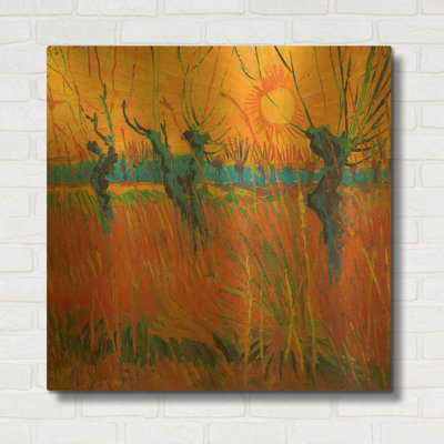 «Willows At Sunset» par Vincent Van Gogh, art mural en métal doré, 36 po x 36 po