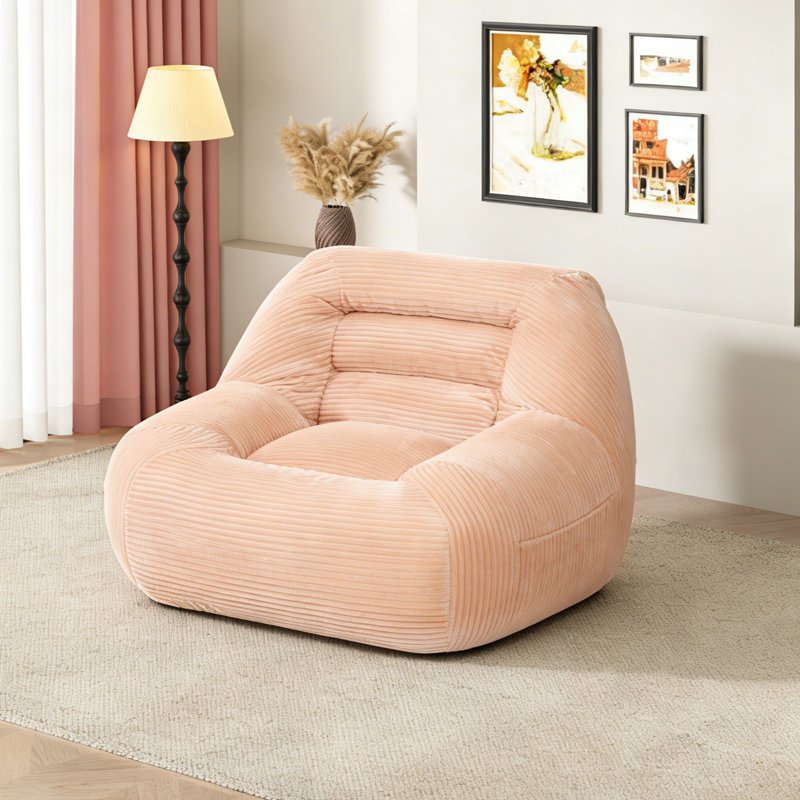 Bean Bag Cloud Couch – 38" Fabric/Foam Oversized Fluffy Lounger + Armrest Support for Living Room & Dorm, Pink