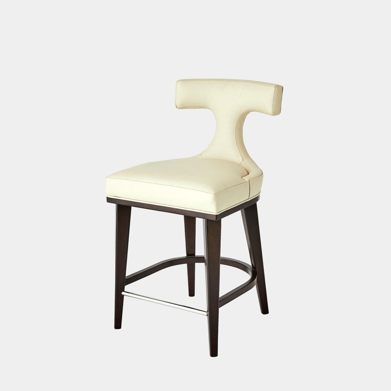 Anvil Back Counter Stool, Ivory Leather