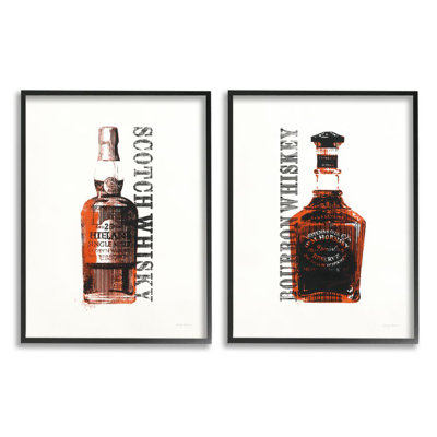 «Glass Whiskey Bottles Brown Black Alco Liquor» par Avery Tillmon - ensemble de 2 impressions