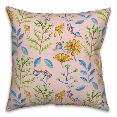 Floral Polyester Indoor/Outdoor Throw Pillow