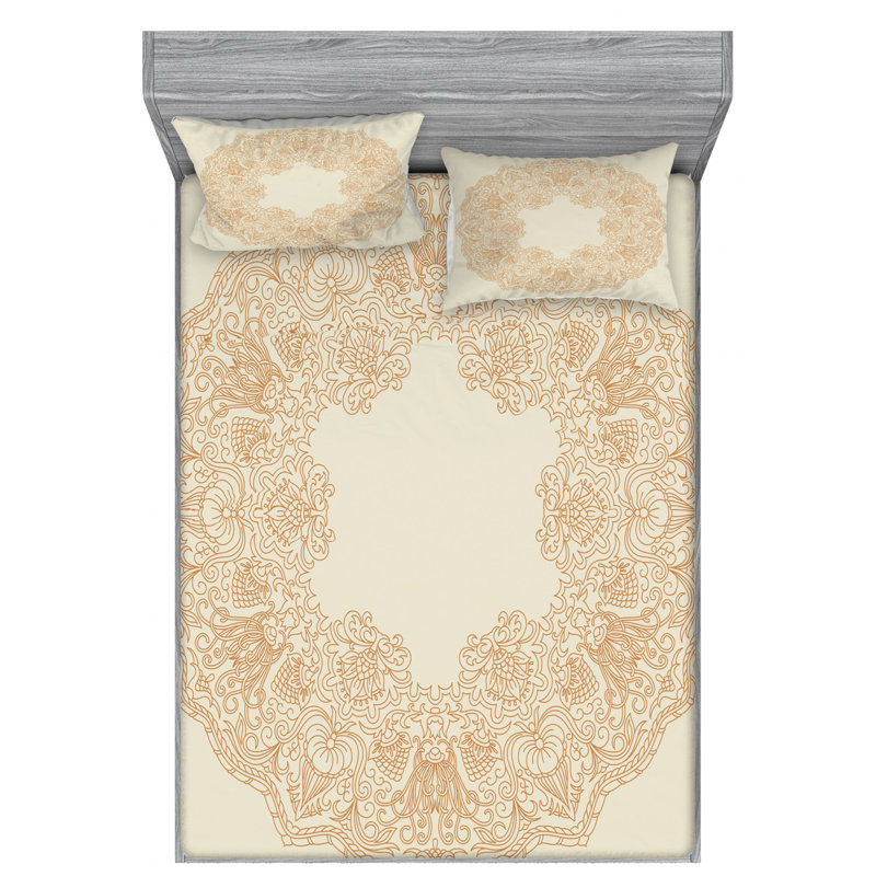 Microfiber Floral Sheet Set, Queen Sheet Set + Fitted Sheet + 2 Pillowcases