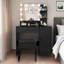 Bureau de coiffeuse avec miroir et lumières, coiffeuse de maquillage avec tiroir et armoire de rangement, 3 couleurs d'éclairage réglables, coiffeuse avec tablettes ouvertes pour la chambre à coucher, vestiaire