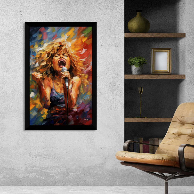 «Tina Turner, the Queen of Rock N 'Roll» par V2 Design - peinture sur toile, H 39,5 po x l 27,5 po x P 0,75 po