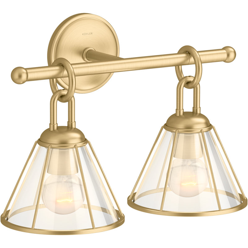 Terret 15½-In Two-Light Sconce, Brushed Moderne Brass