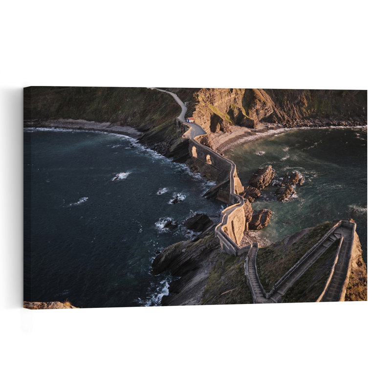 Winding Coastal Path Dramatic Abstract Contemporary Architecture Coastal Wall Art Print 1 Piece Wrapped Canvas Wall Art