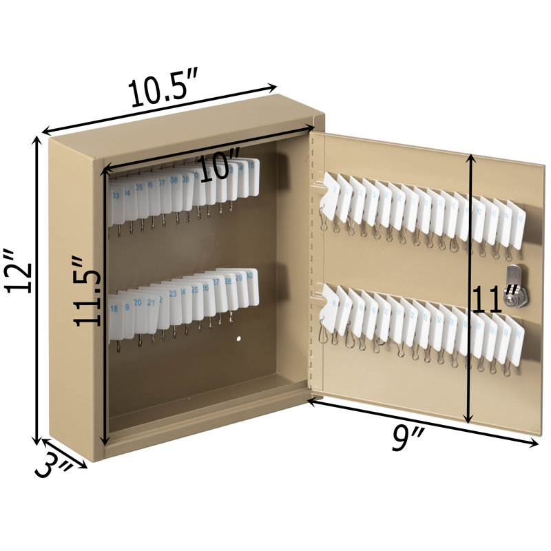 Armoire de sécurité en acier à 60 clés avec étiquettes numérotées et serrure à clé Ebern Designs